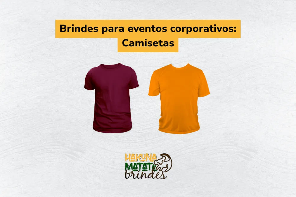 Camisetas personalizadas em cores sólidas para uniformes ou brindes de evento corporativo.