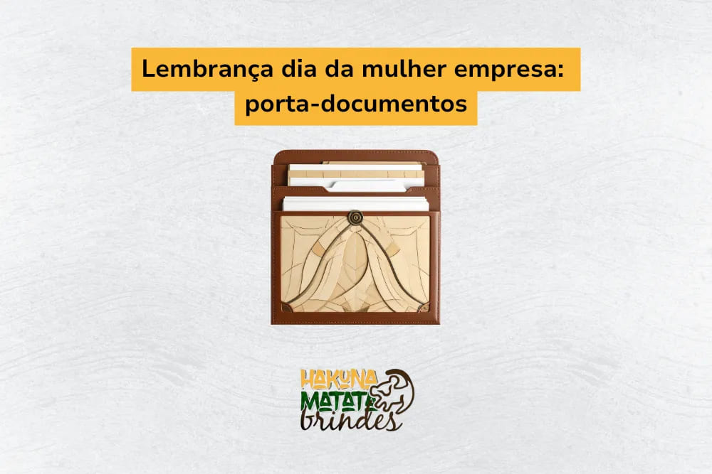 Lembrança de dia da mulher empresa: porta-documentos personalizado com design elegante e funcional.